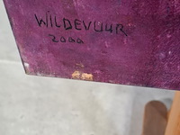 Acryl op doek, maya wildevuur, werkende vrouw, 1998 - afbeelding 3 van  8