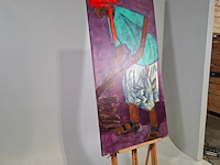 Acryl op doek, maya wildevuur, werkende vrouw, 1998 - afbeelding 4 van  8