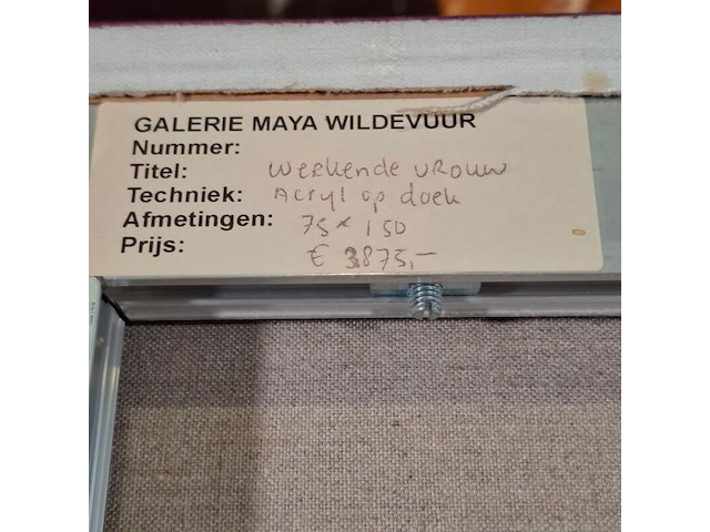 Acryl op doek, maya wildevuur, werkende vrouw, 1998 - afbeelding 8 van  8