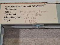 Acryl op doek, maya wildevuur, werkende vrouw, 1998 - afbeelding 8 van  8