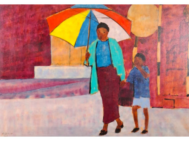 Acryl op doek, maya wildevuur, zuid-afrika, 1993 - afbeelding 1 van  7