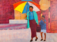 Acryl op doek, maya wildevuur, zuid-afrika, 1993