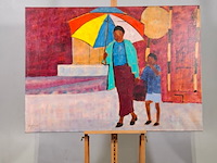 Acryl op doek, maya wildevuur, zuid-afrika, 1993 - afbeelding 2 van  7
