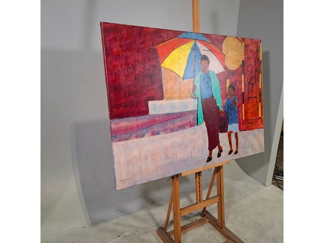 Acryl op doek, maya wildevuur, zuid-afrika, 1993 - afbeelding 4 van  7