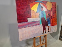 Acryl op doek, maya wildevuur, zuid-afrika, 1993 - afbeelding 4 van  7