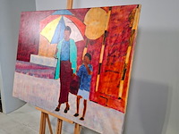 Acryl op doek, maya wildevuur, zuid-afrika, 1993 - afbeelding 5 van  7