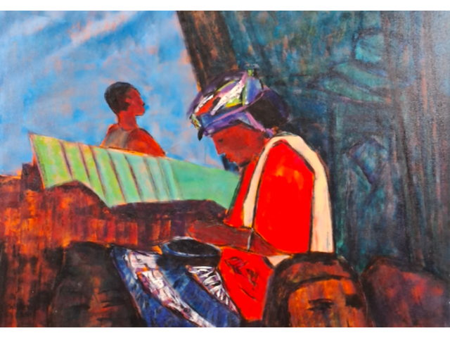 Acryl op doek, maya wildevuur, zuid-afrika - afbeelding 1 van  8