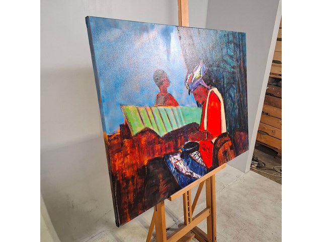 Acryl op doek, maya wildevuur, zuid-afrika - afbeelding 4 van  8