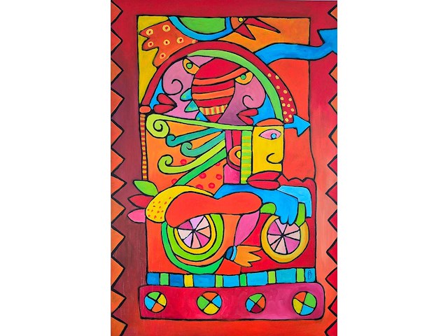 Acryl op doek simon bruno ‘continue de routerk - afbeelding 1 van  3