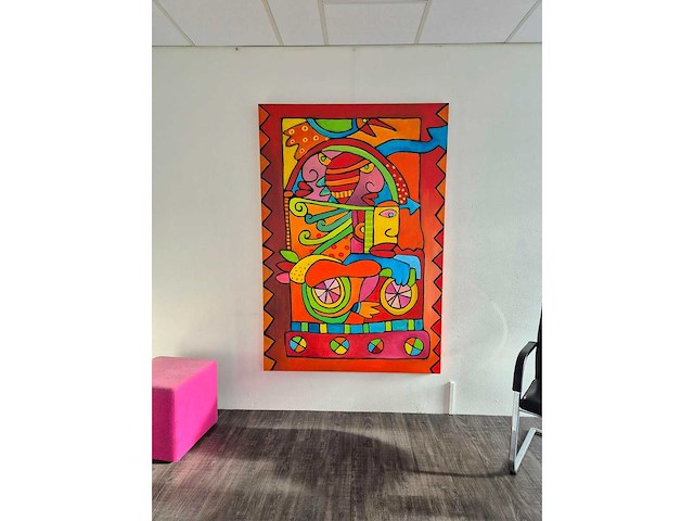 Acryl op doek simon bruno ‘continue de routerk - afbeelding 2 van  3