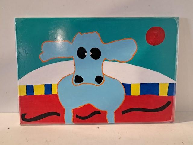 Acryl op doek, tonnie voorn, "koe uut almelo" - afbeelding 1 van  5