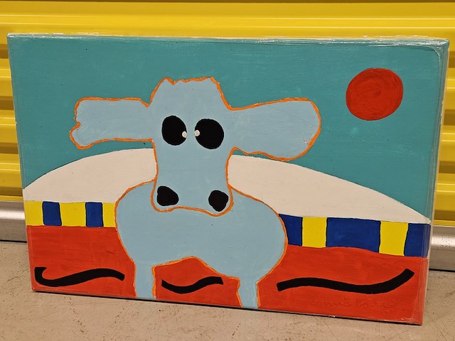 Acryl op doek, tonnie voorn, "koe uut almelo" - afbeelding 2 van  5