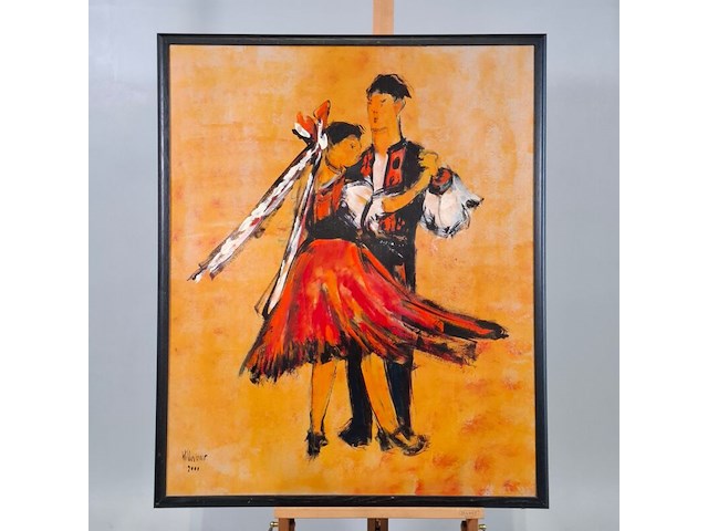 Acryl op papier, maya wildevuur, dansers / oproakeldais, 1997 - afbeelding 2 van  9