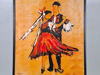 Acryl op papier, maya wildevuur, dansers / oproakeldais, 1997 - afbeelding 2 van  9