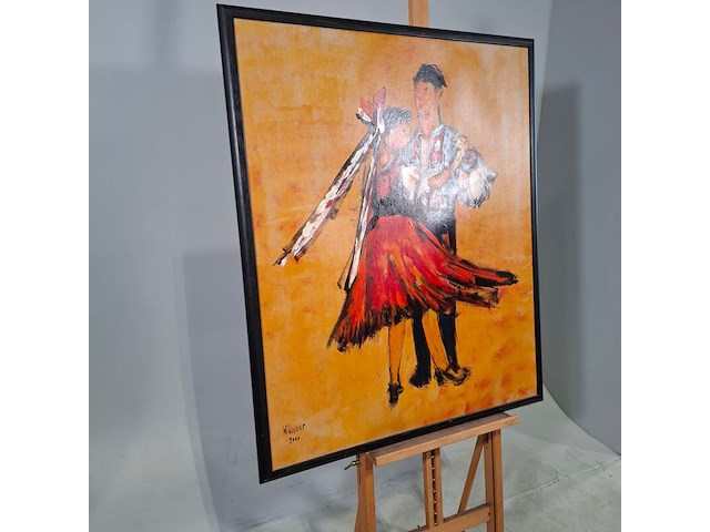 Acryl op papier, maya wildevuur, dansers / oproakeldais, 1997 - afbeelding 4 van  9
