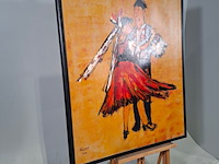 Acryl op papier, maya wildevuur, dansers / oproakeldais, 1997 - afbeelding 4 van  9