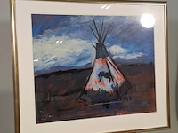 Acryl op papier, maya wildevuur, taos - afbeelding 3 van  7