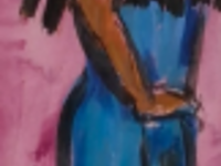 Acryl op papier, maya wildevuur, vrouw taniti, 1990