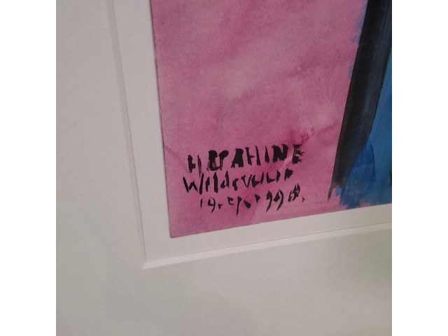 Acryl op papier, maya wildevuur, vrouw taniti, 1990 - afbeelding 3 van  7