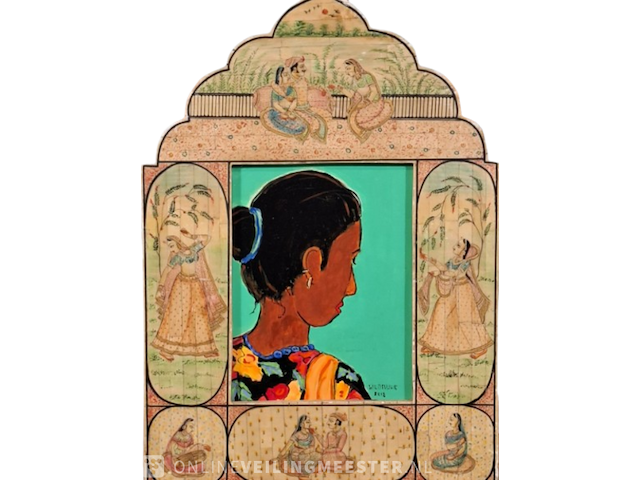 Acryl schilderij, maya wildevuur (1944-2023), indiase vrouw, 2012 - afbeelding 1 van  7
