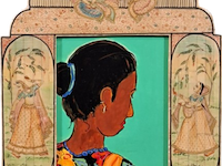 Acryl schilderij, maya wildevuur (1944-2023), indiase vrouw, 2012 - afbeelding 1 van  7