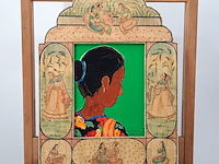 Acryl schilderij, maya wildevuur (1944-2023), indiase vrouw, 2012 - afbeelding 2 van  7