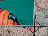 Acryl schilderij, maya wildevuur (1944-2023), indiase vrouw, 2012 - afbeelding 4 van  7