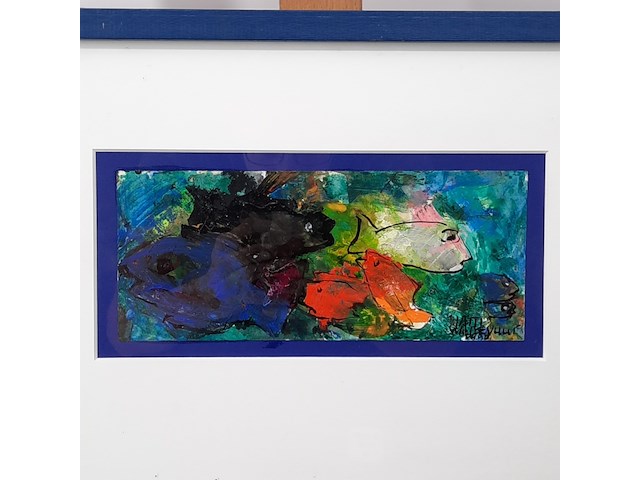 Acryl schilderij, maya wildevuur (1944-2023), vissen, 1998 - afbeelding 3 van  9