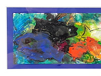 Acryl schilderij, maya wildevuur (1944-2023), vissen, 1998 - afbeelding 4 van  9