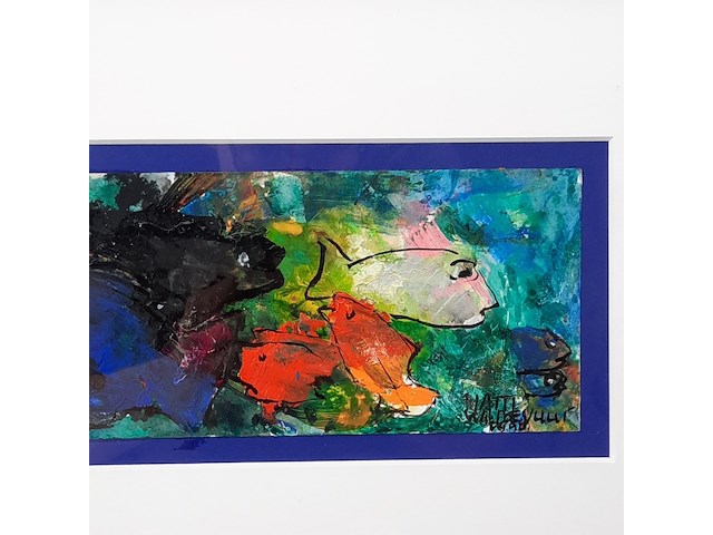 Acryl schilderij, maya wildevuur (1944-2023), vissen, 1998 - afbeelding 5 van  9