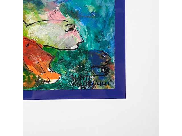 Acryl schilderij, maya wildevuur (1944-2023), vissen, 1998 - afbeelding 6 van  9
