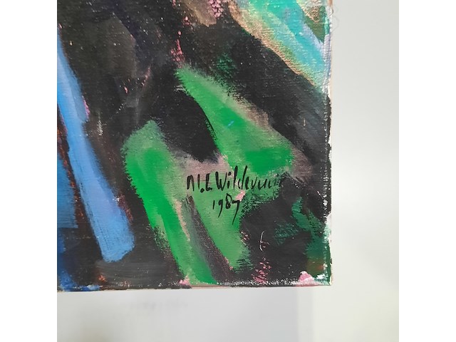 Acryl schilderij, maya wildevuur, 1989 - afbeelding 6 van  9