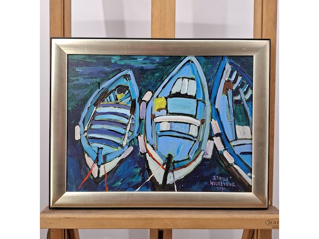 Acryl schilderij, maya wildevuur, 3 bootjes - afbeelding 3 van  10