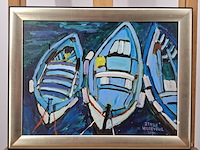 Acryl schilderij, maya wildevuur, 3 bootjes - afbeelding 3 van  10
