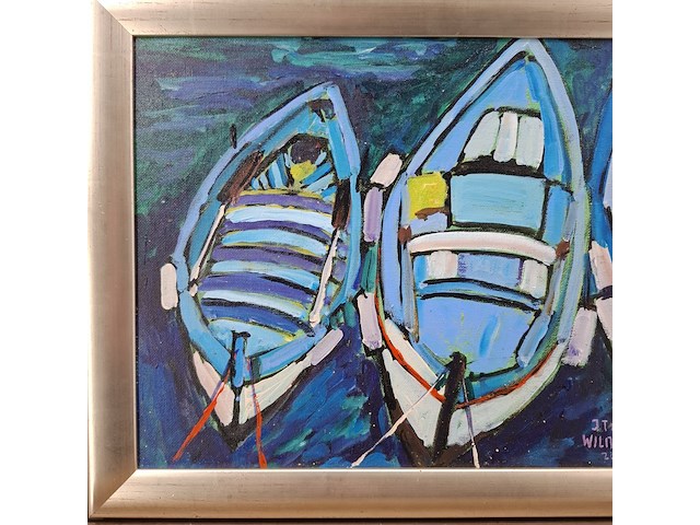 Acryl schilderij, maya wildevuur, 3 bootjes - afbeelding 4 van  10
