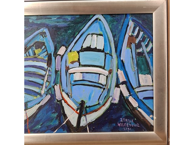 Acryl schilderij, maya wildevuur, 3 bootjes - afbeelding 5 van  10