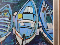 Acryl schilderij, maya wildevuur, 3 bootjes - afbeelding 5 van  10