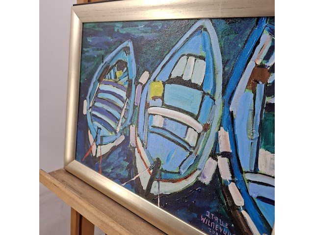 Acryl schilderij, maya wildevuur, 3 bootjes - afbeelding 8 van  10