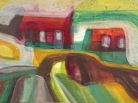 Acryl schilderij, maya wildevuur, abstract, 1974