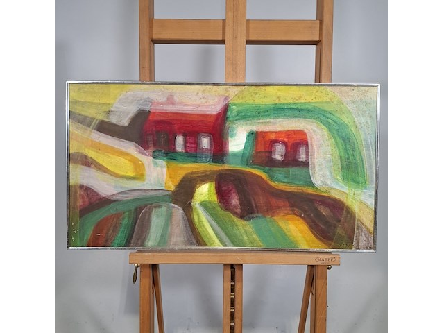 Acryl schilderij, maya wildevuur, abstract, 1974 - afbeelding 6 van  13