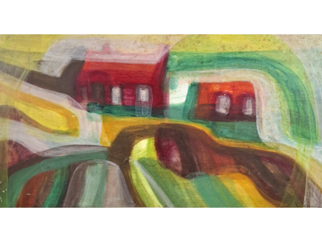 Acryl schilderij, maya wildevuur, abstract, 1974 - afbeelding 1 van  14