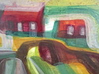 Acryl schilderij, maya wildevuur, abstract, 1974 - afbeelding 9 van  14