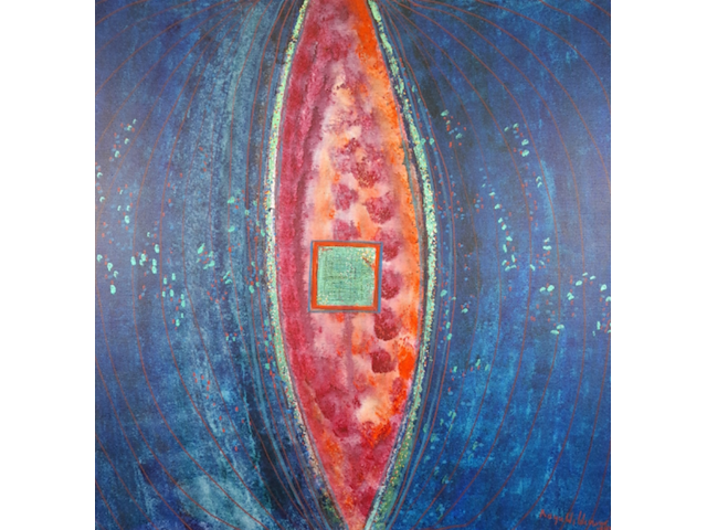 Acryl schilderij, maya wildevuur, abstract, 1992 - afbeelding 1 van  8