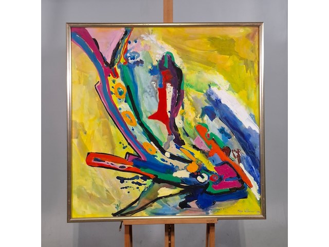 Acryl schilderij, maya wildevuur, abstract, 1992 - afbeelding 1 van  7