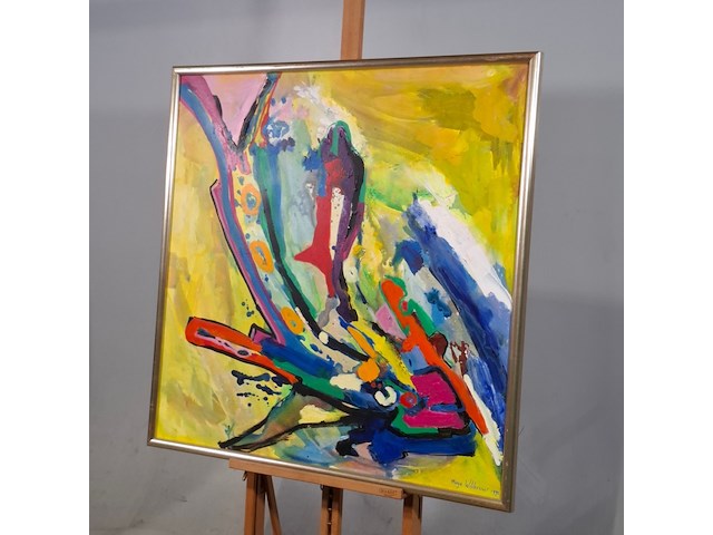 Acryl schilderij, maya wildevuur, abstract, 1992 - afbeelding 3 van  7