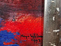 Acryl schilderij, maya wildevuur, abstract, 1993 - afbeelding 5 van  8