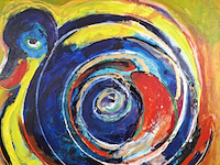 Acryl schilderij, maya wildevuur, abstract, 1995 - afbeelding 1 van  13