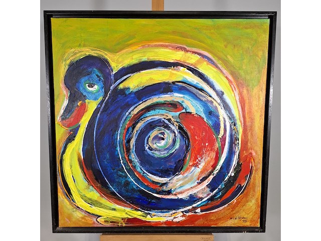 Acryl schilderij, maya wildevuur, abstract, 1995 - afbeelding 6 van  13