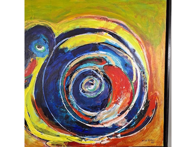 Acryl schilderij, maya wildevuur, abstract, 1995 - afbeelding 8 van  13