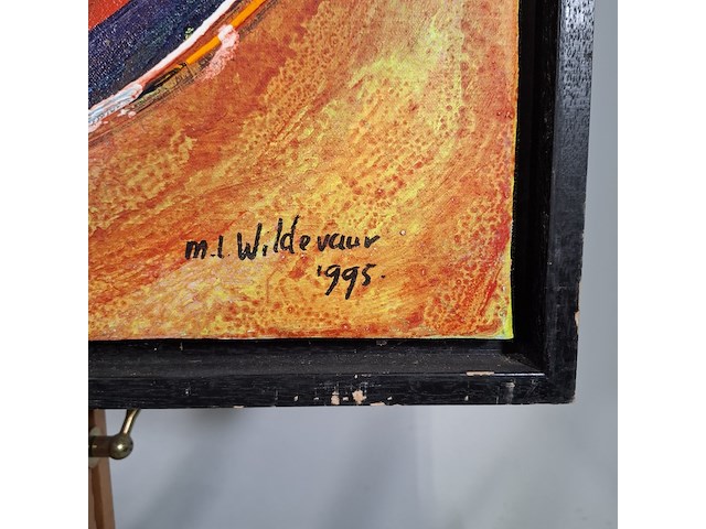 Acryl schilderij, maya wildevuur, abstract, 1995 - afbeelding 9 van  13